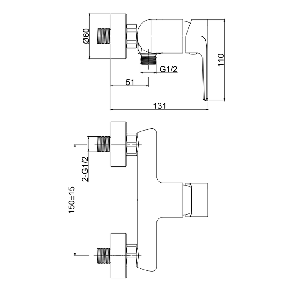 Set dus crom cu bara, para dus si furtun, Grohe New Tempesta 110 si baterie dus Cersanit Suaro [5]