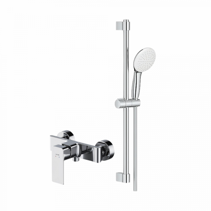 Set dus crom cu bara, para dus si furtun, Grohe New Tempesta 110 si baterie dus Cersanit Suaro