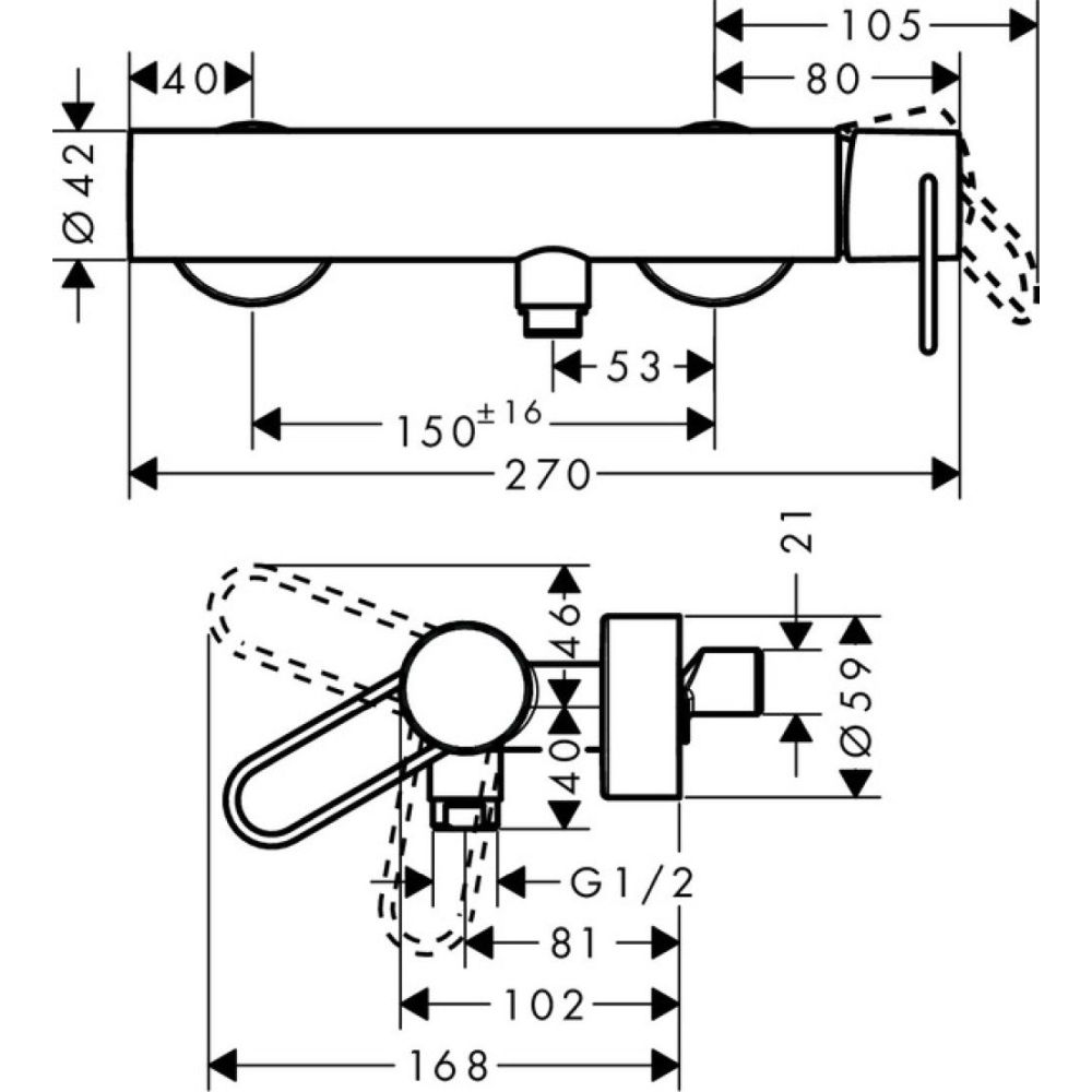 Baterie dus crom Hansgrohe Axor Uno [2]