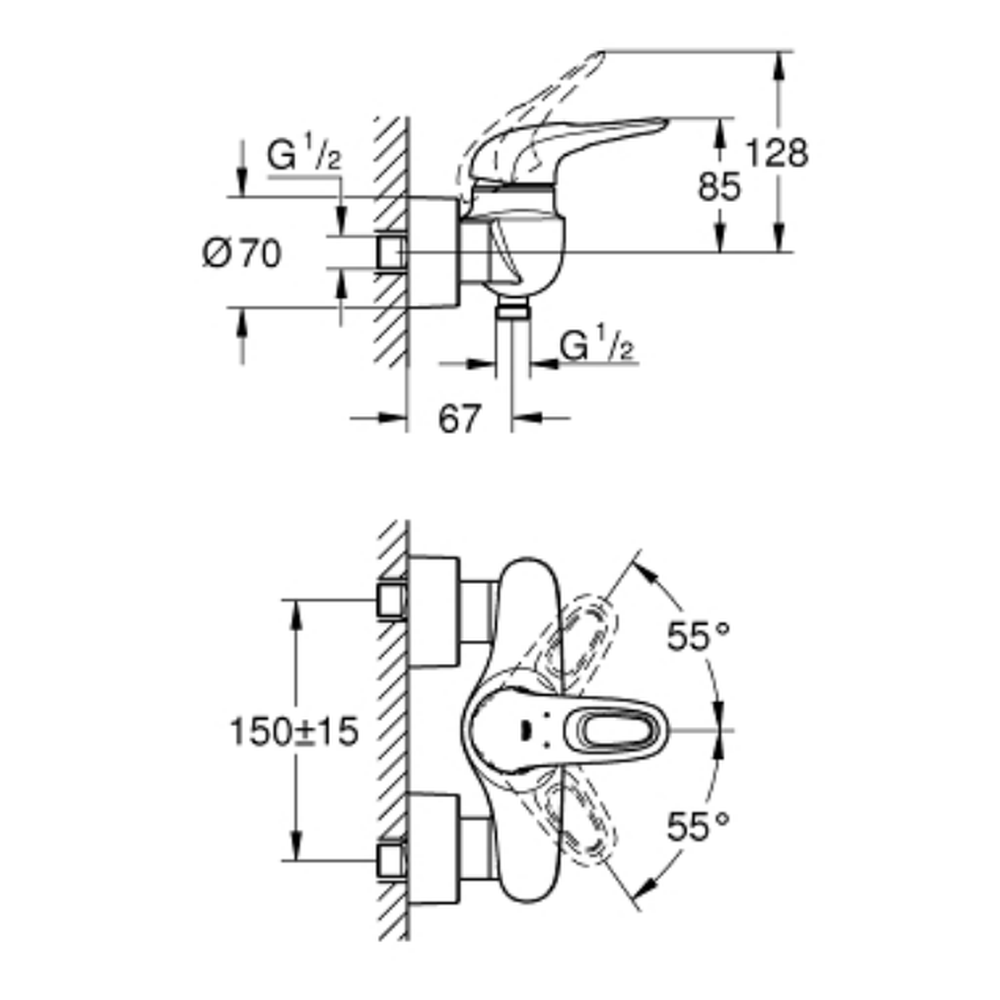 Baterie dus culoare crom Grohe Eurostyle New [2]