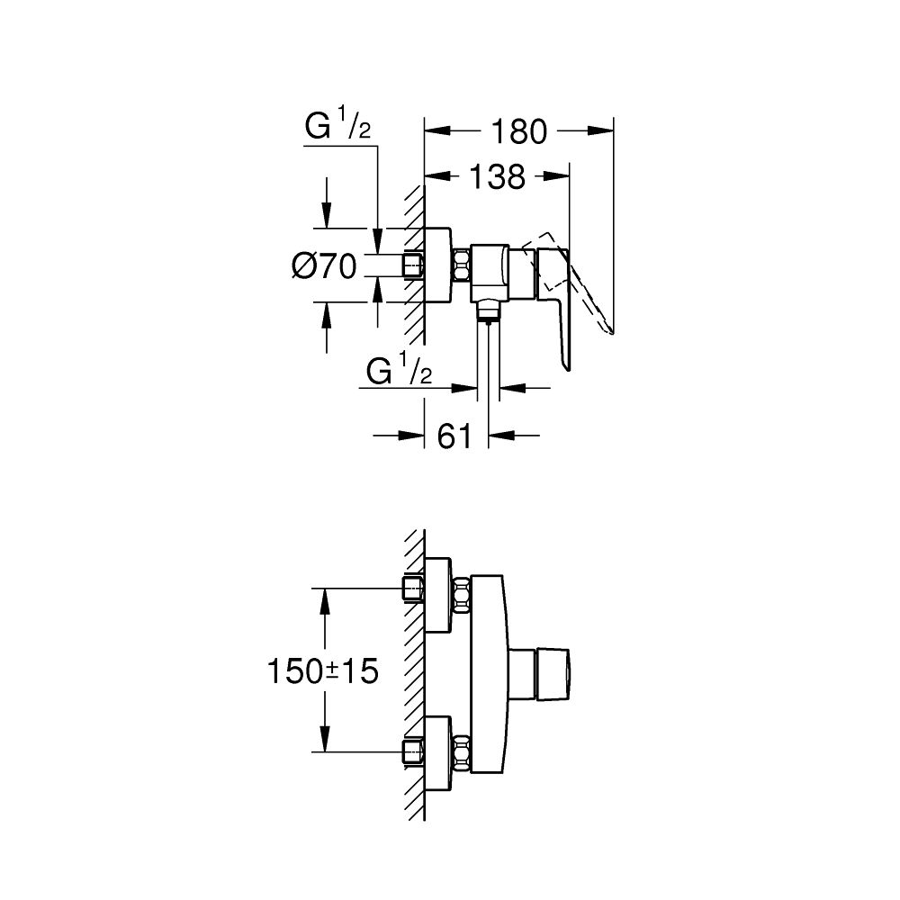 Baterie dus Grohe Start negru mat [4]