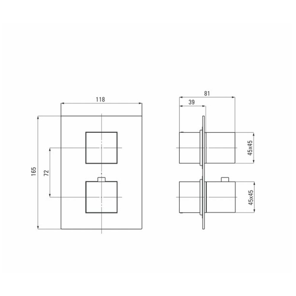 Baterie dus Deante Box Square cu termostat incastrata pentru corp ingropat, crom [2]