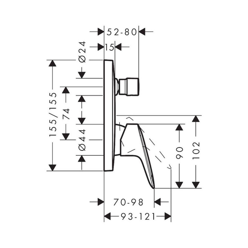 Baterie dus Hansgrohe Logis incastrata pentru corp ingropat, crom [3]