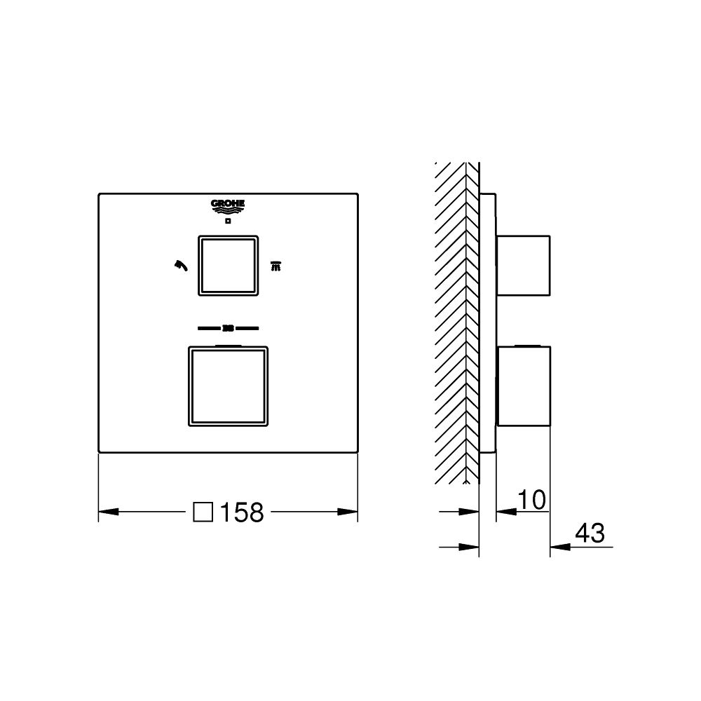 Baterie dus incastrata termostatata Grohe Grohtherm Cube crom lucios [7]