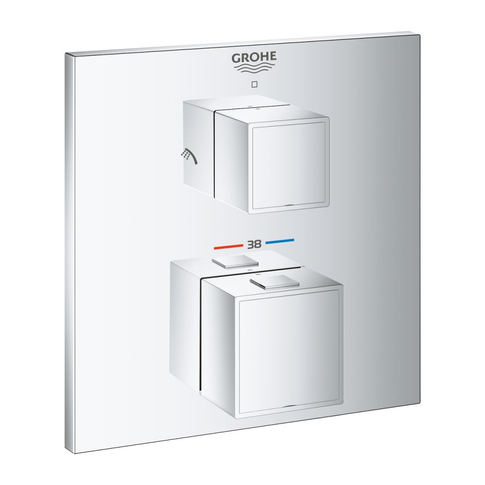 Baterie dus incastrata termostatata Grohe Grohtherm Cube crom lucios