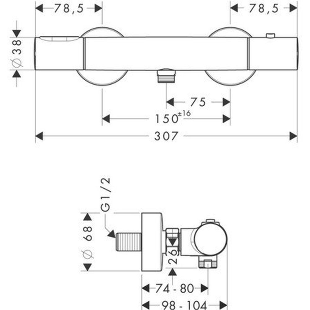 Baterie dus termostatata crom Hansgrohe Axor Citterio M [2]