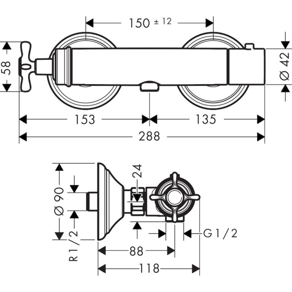 Baterie dus termostatata crom lucios Hansgrohe Axor Montreux [2]
