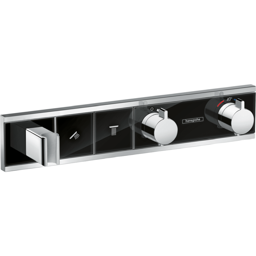 Baterie dus termostatata incastrata culoare negru crom Hansgrohe RainSelect 15355600