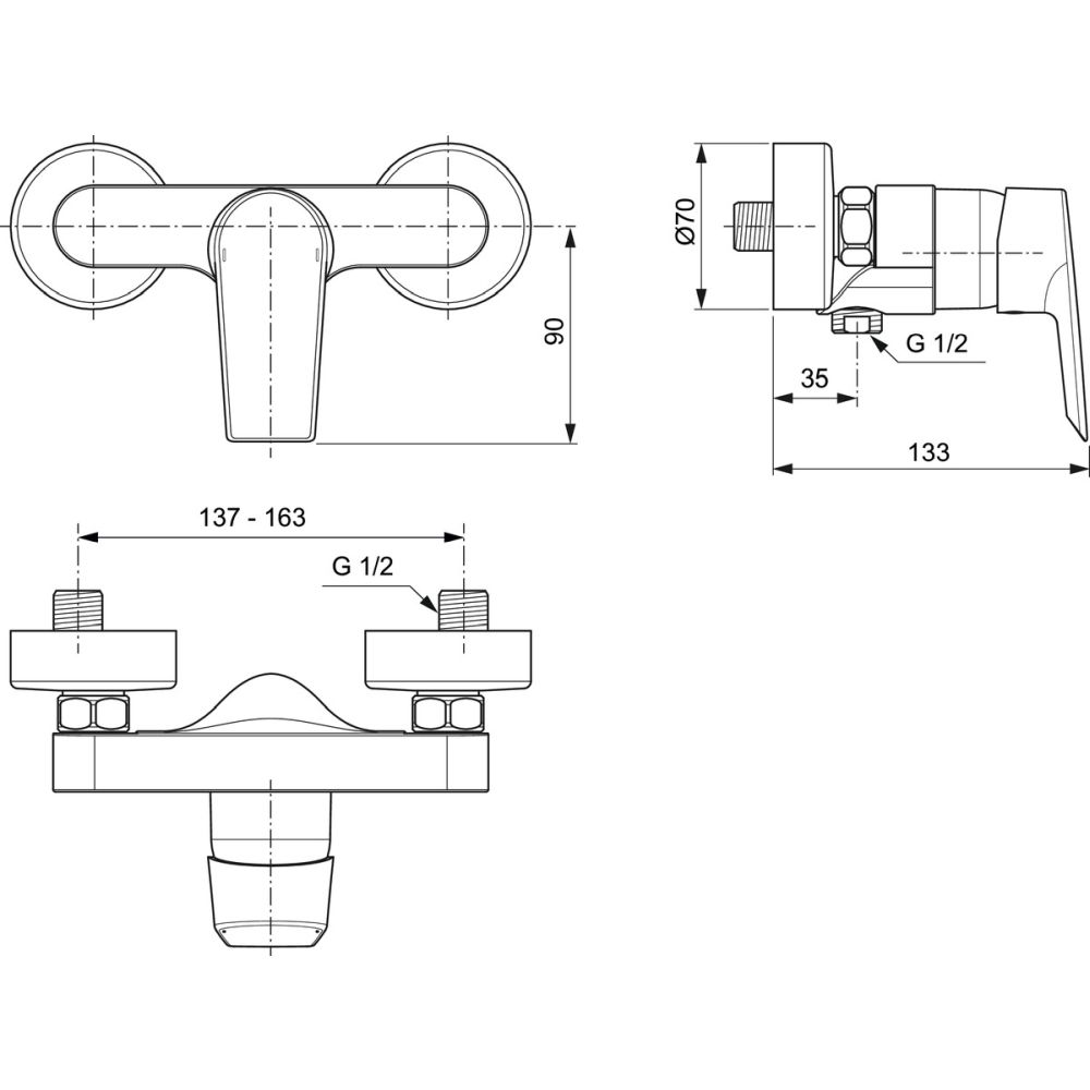 Baterie dus Ideal Standard Tesi crom lucios [2]