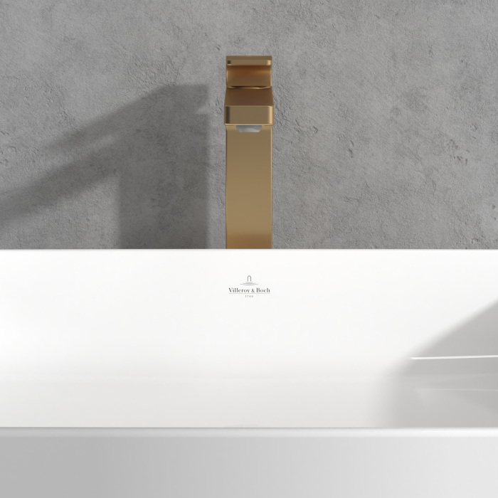 Baterie inalta pentru lavoar cu ventil click-clack, auriu periat, Villeroy&Boch Architectura Square [5]