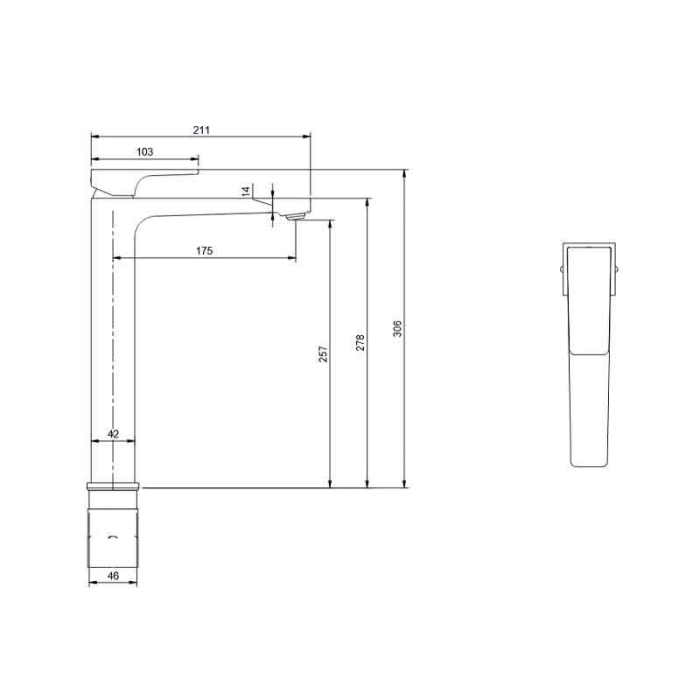 Baterie inalta pentru lavoar cu ventil click-clack, crom lucios, Villeroy&Boch Architectura Square [5]