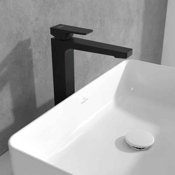 Baterie inalta pentru lavoar cu ventil click-clack, negru mat, Villeroy&Boch Architectura Square [2]