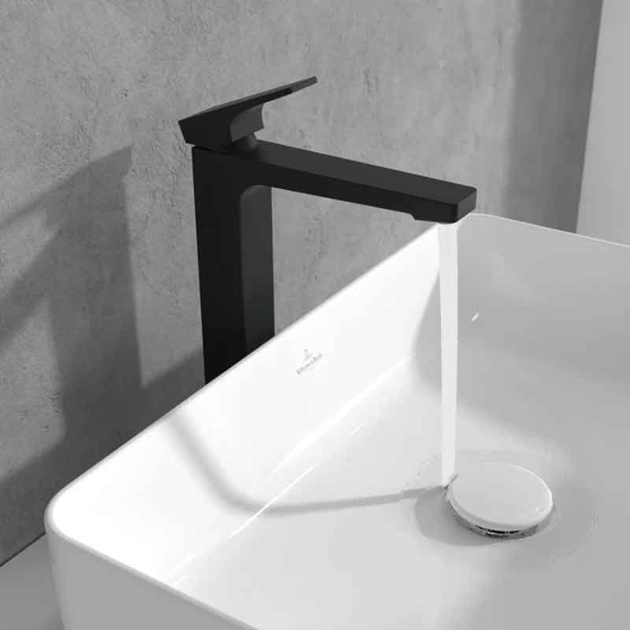 Baterie inalta pentru lavoar cu ventil click-clack, negru mat, Villeroy&Boch Architectura Square [3]