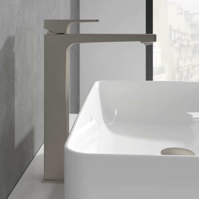 Baterie inalta pentru lavoar cu ventil click-clack, nichel periat, Villeroy&Boch Architectura Square [3]