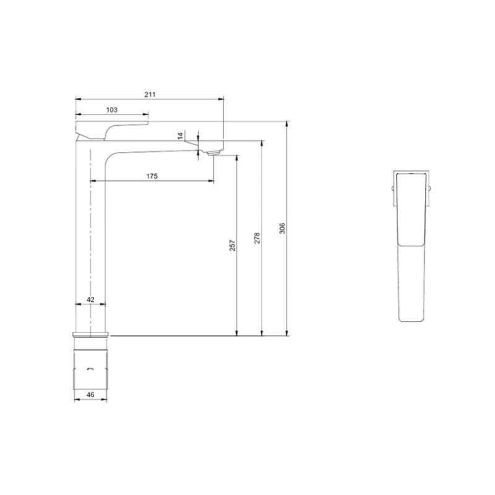 Baterie inalta pentru lavoar cu ventil click-clack, nichel periat, Villeroy&Boch Architectura Square [8]