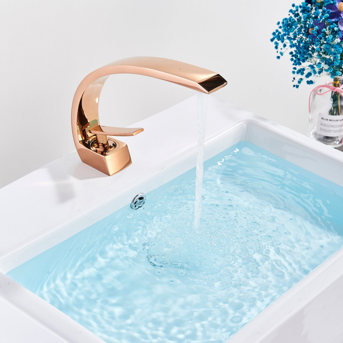 Baterie lavoar bronz, curbata in forma literei C, din alama [5]