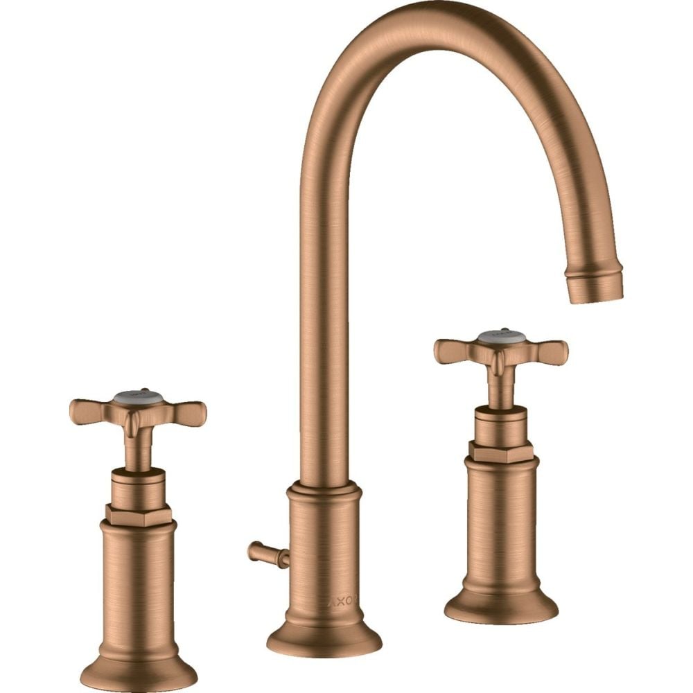 Baterie lavoar baie bronz periat cu 3 orificii si ventil pop-up Hansgrohe Axor Montreux 180