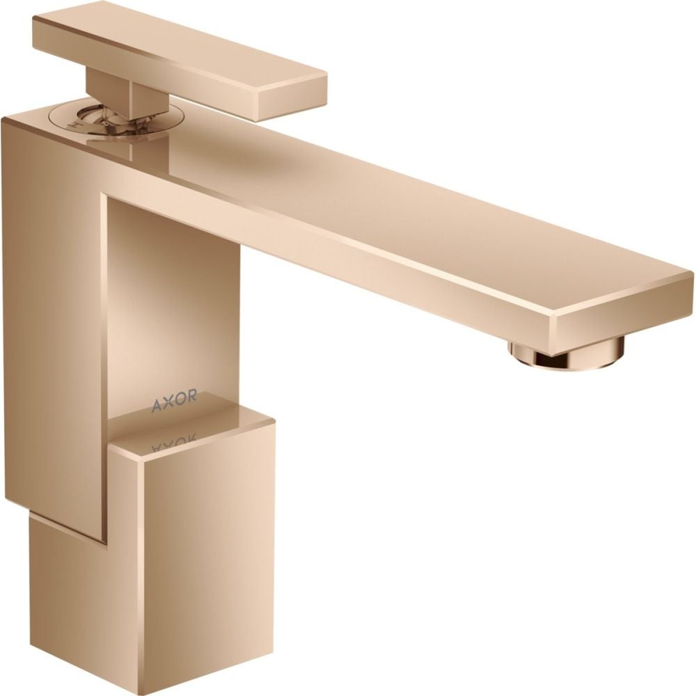 Baterie lavoar baie red gold lucios cu ventil click-clack, Hansgrohe Axor Edge 130