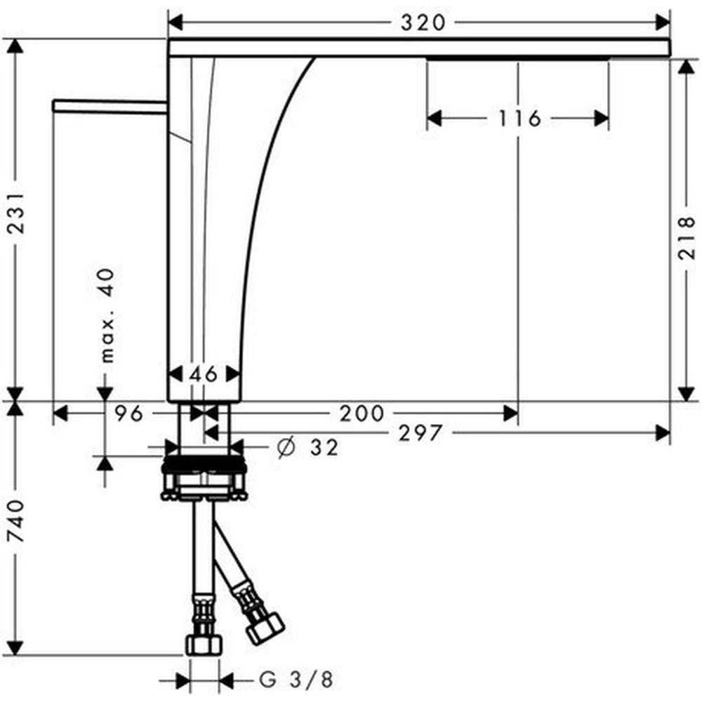 Baterie lavoar baie crom cu ventil inclus, pipa 297 mm, Hansgrohe Axor Massaud [2]