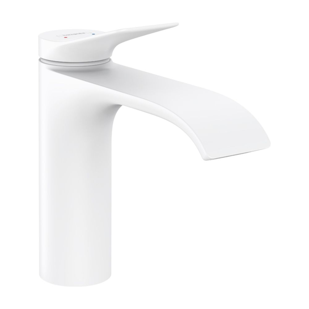 Baterie lavoar baie alb mat, cu ventil inclus Hansgrohe Vivenis 110, CoolStart