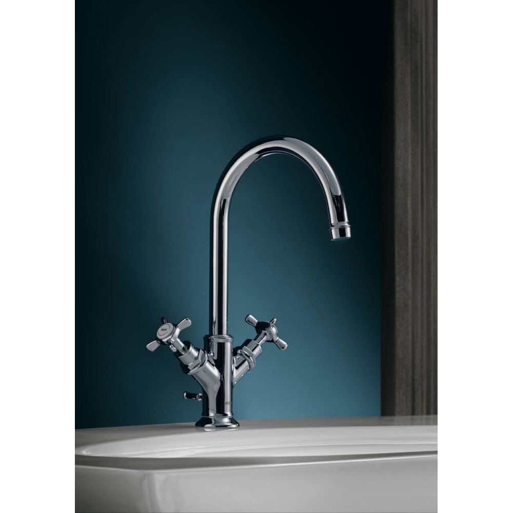 Baterie lavoar baie crom, dubla comanda, ventil pop-up, Hansgrohe Axor Montreux 210 [2]