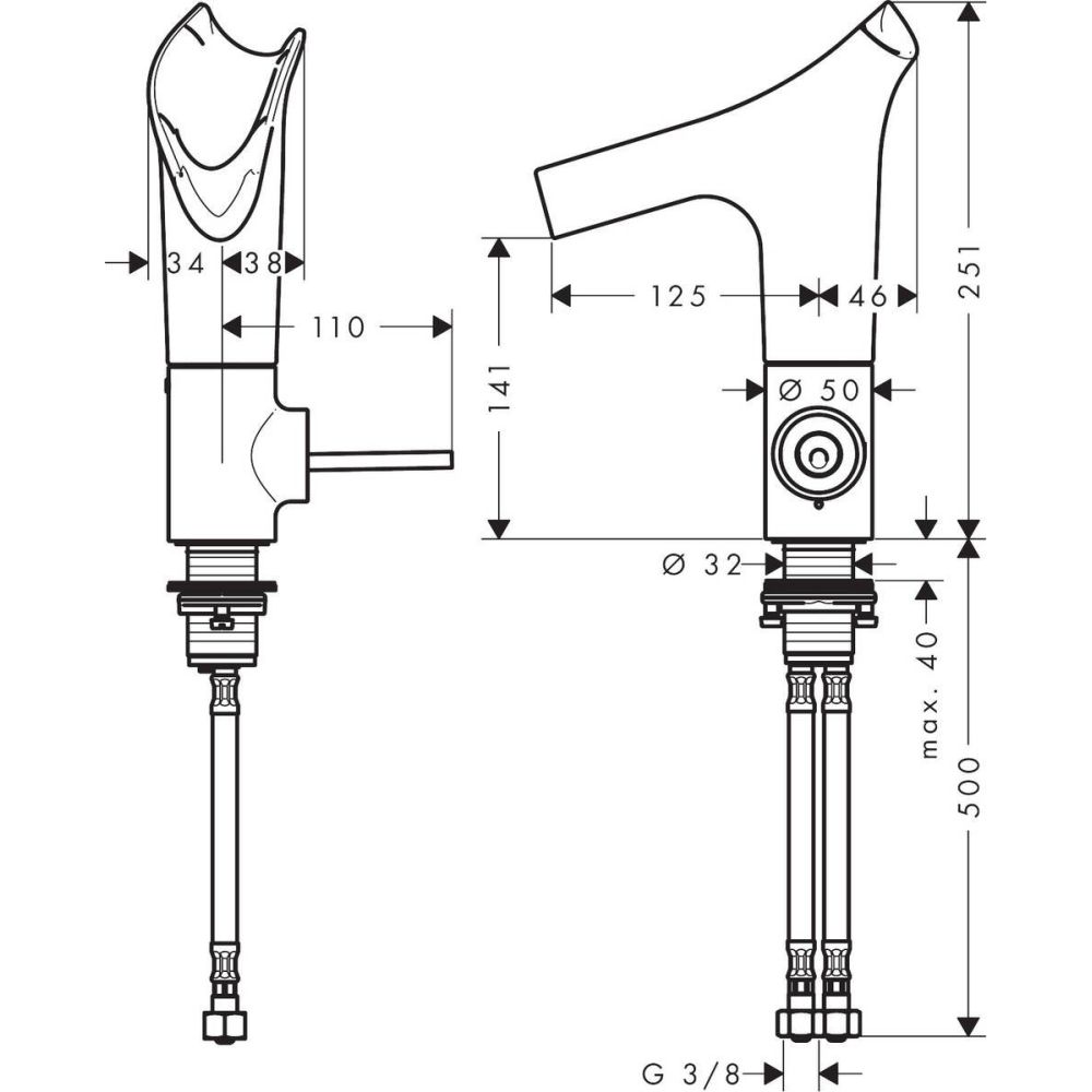 Baterie lavoar baie antracit periat/sticla transparenta cu ventil inclus Hansgrohe Axor Starck V 140 Diamond Cut [5]