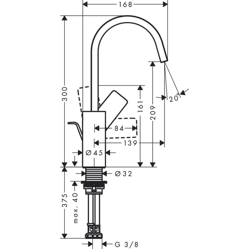 Baterie lavoar baie culoare crom, cu ventil inclus, Hansgrohe Vivenis 210 [2]