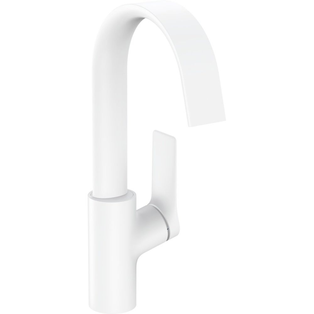 Baterie lavoar baie culoare alb mat, cu ventil inclus, Hansgrohe Vivenis 210