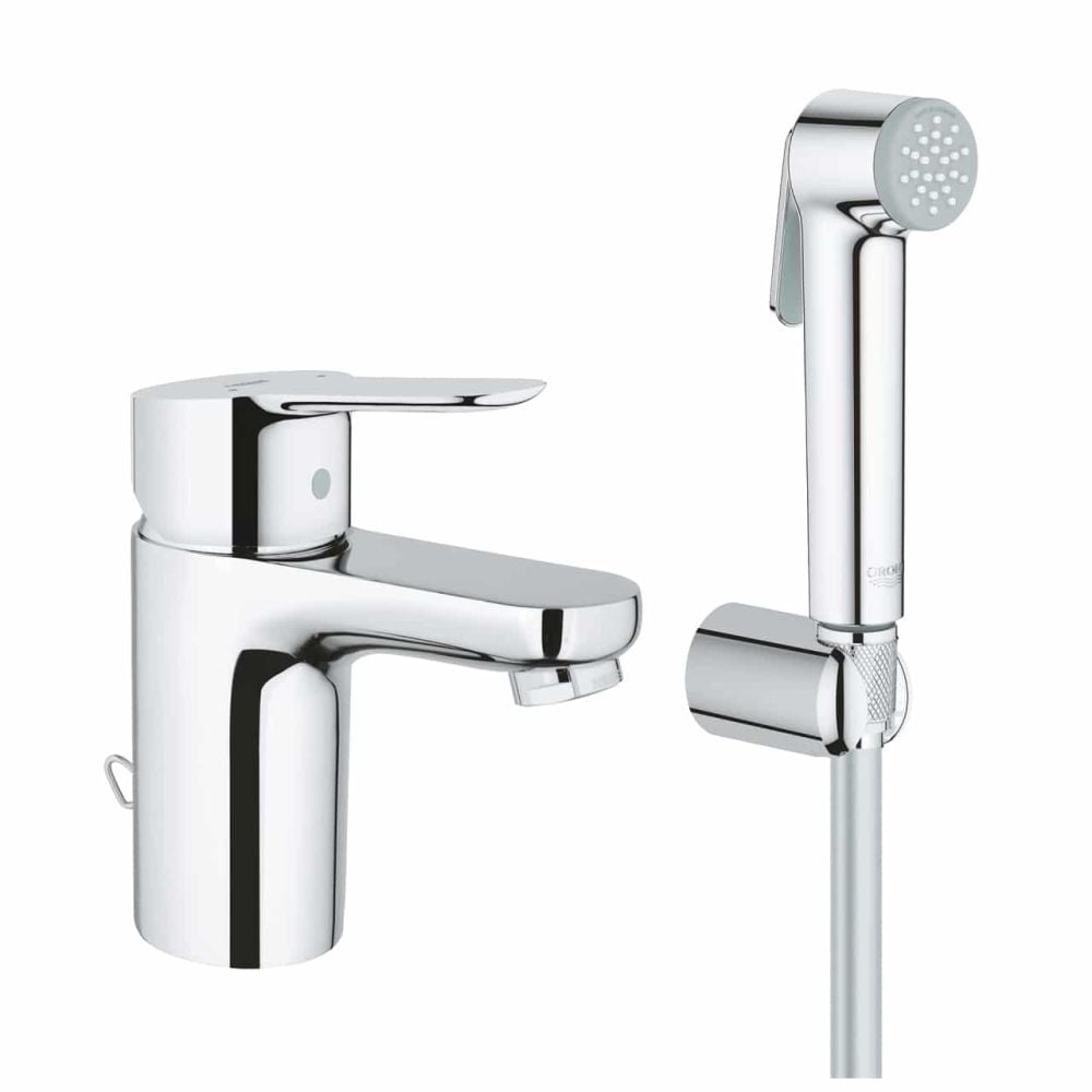 Set baterie lavoar cu dus igienic Grohe BauEdge Hygienica S