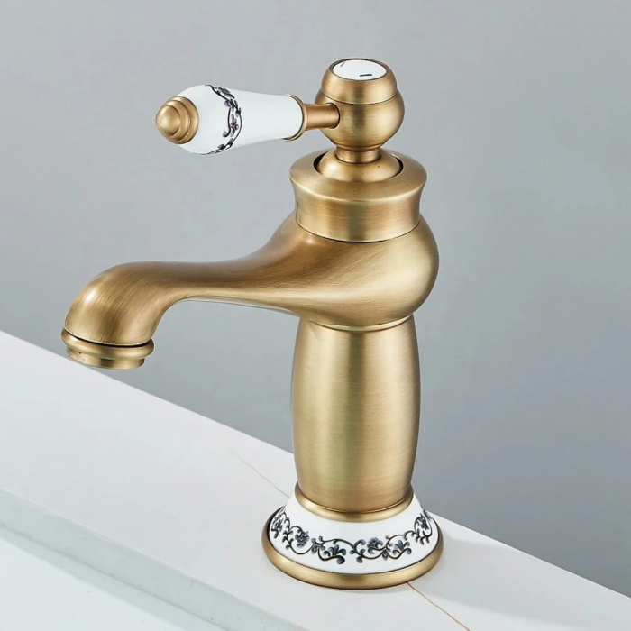 Baterie lavoar bronz antichizat, monocomanda, montare pe blat [4]