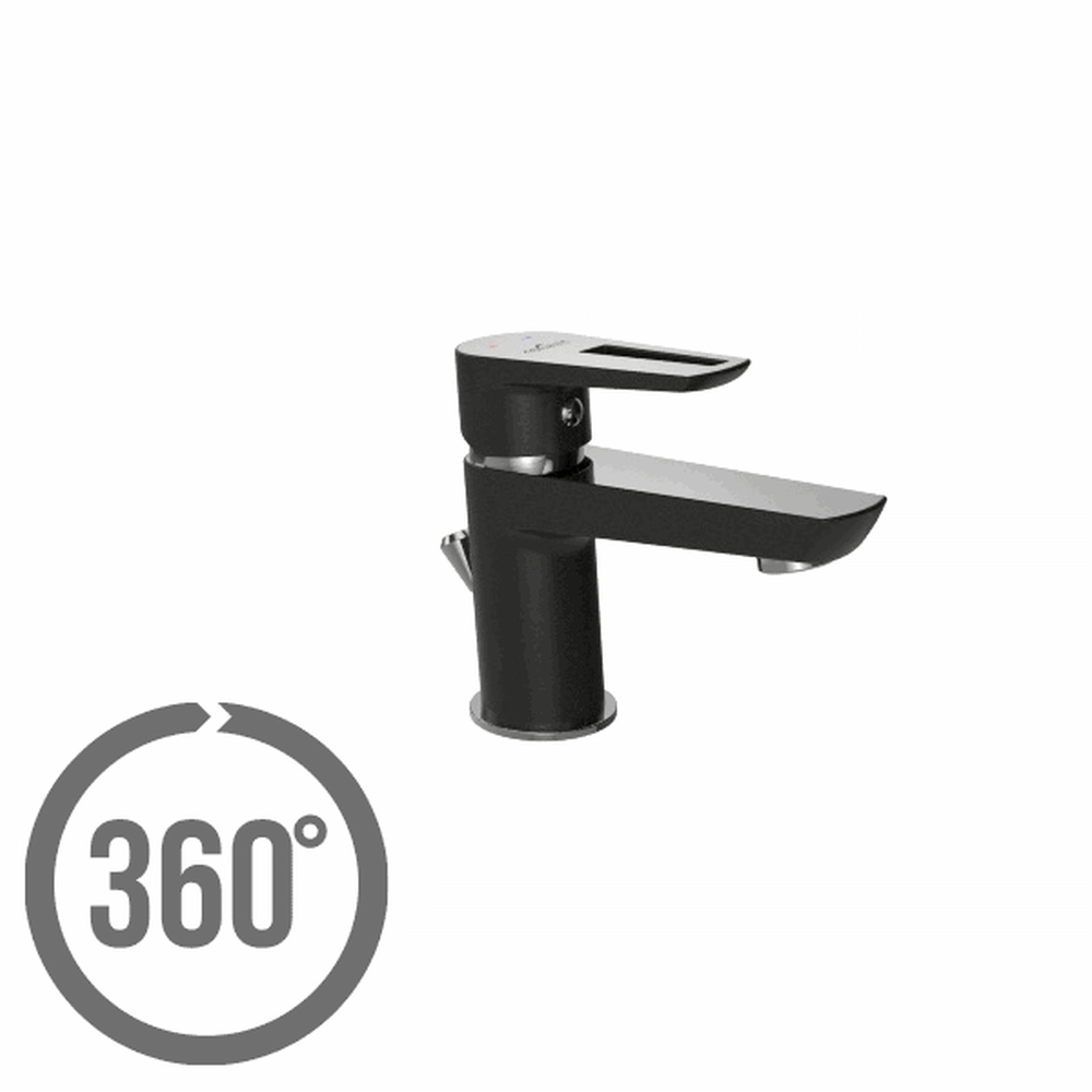 Baterie lavoar Cersanit Mille, negru/crom lucios [2]