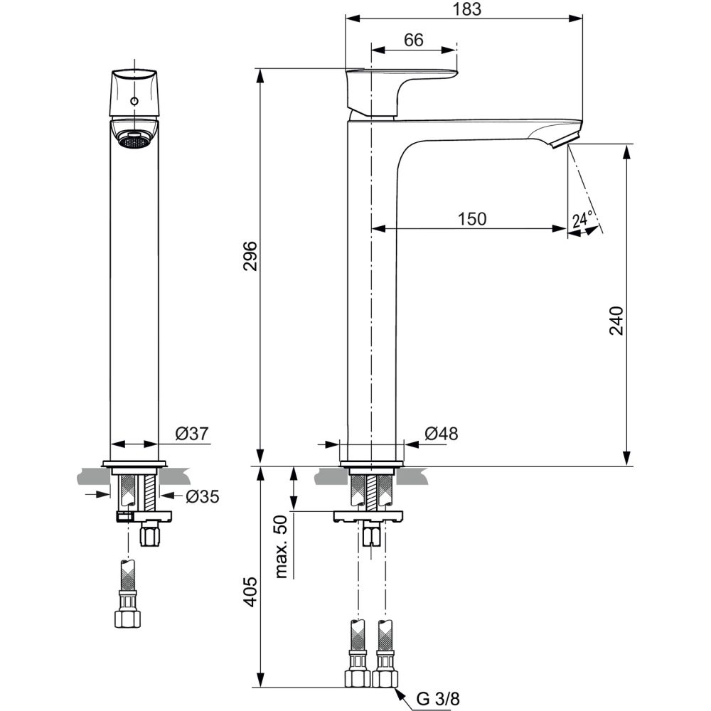 Baterie lavoar inalta Ideal Standard Connect Air crom lucios [5]