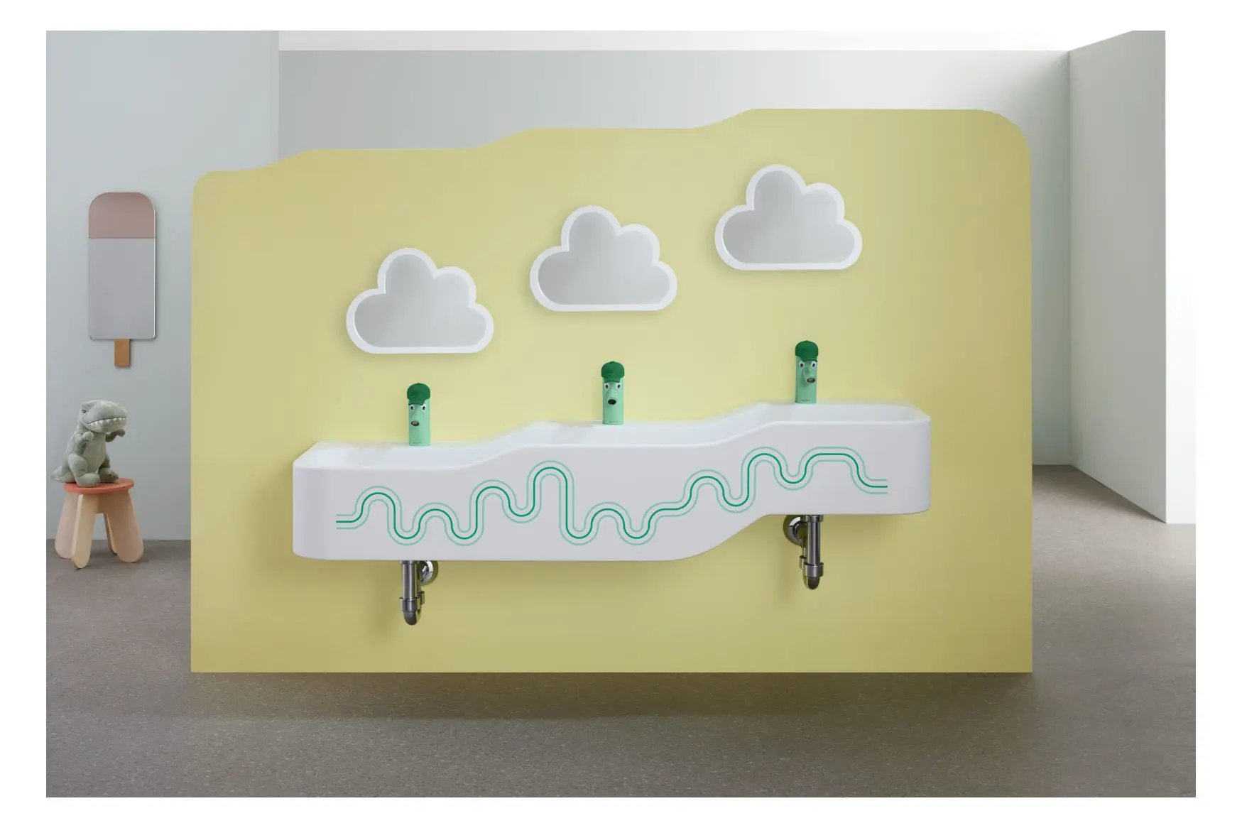 Baterie lavoar copii monocomanda, verde, pipa fixa 8,5 cm, Geberit Bambini [3]