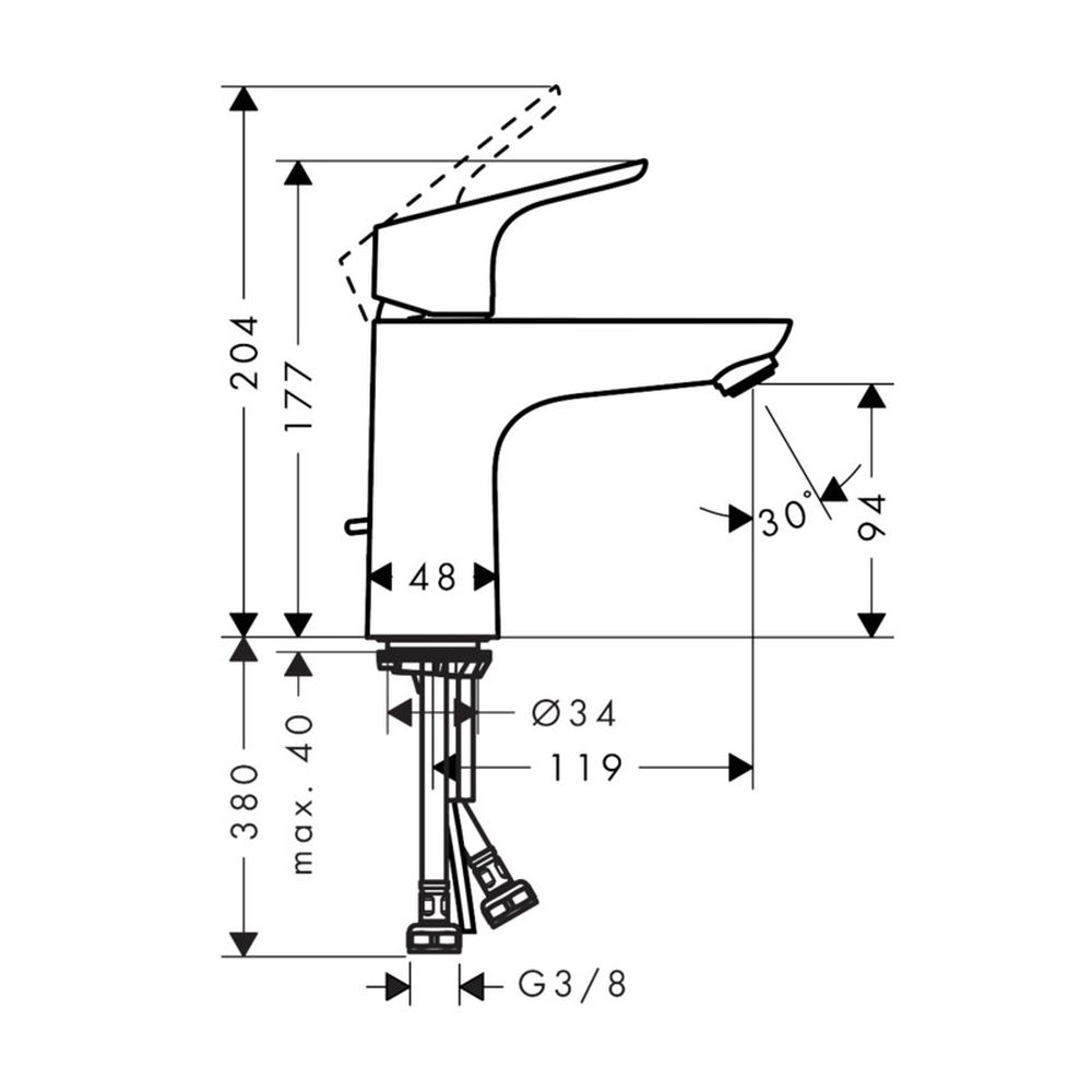 Baterie lavoar crom cu ventil inclus Hansgrohe, Focus 100 [2]