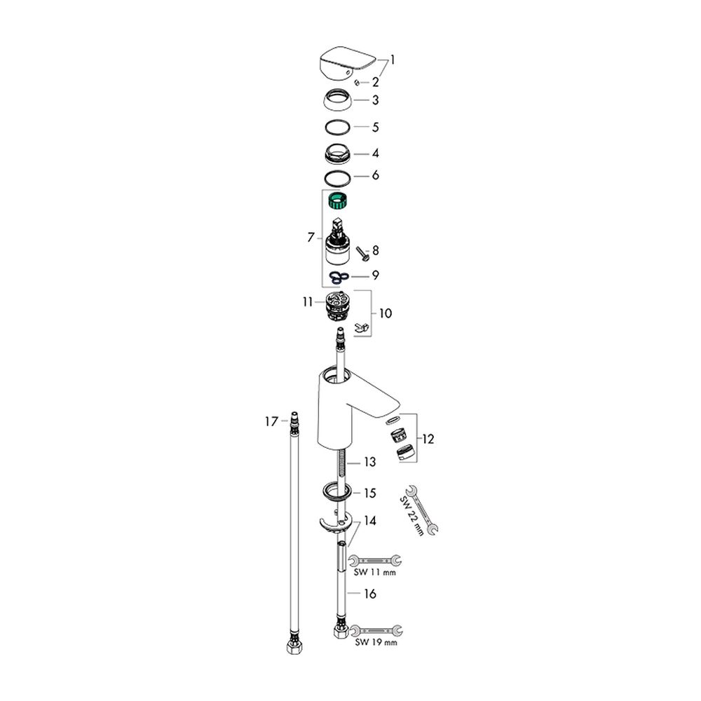 Baterie lavoar crom Hansgrohe, Logis 100 [6]