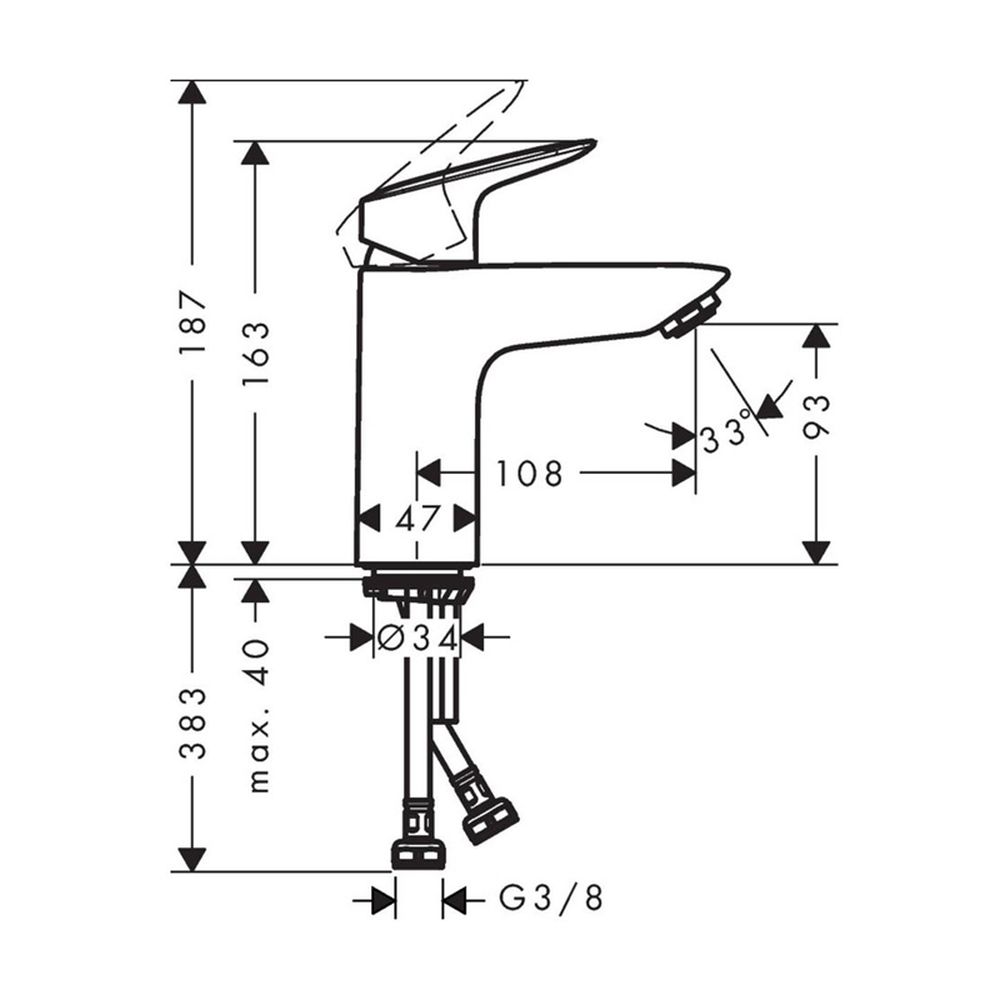 Baterie lavoar crom Hansgrohe, Logis 100 [5]