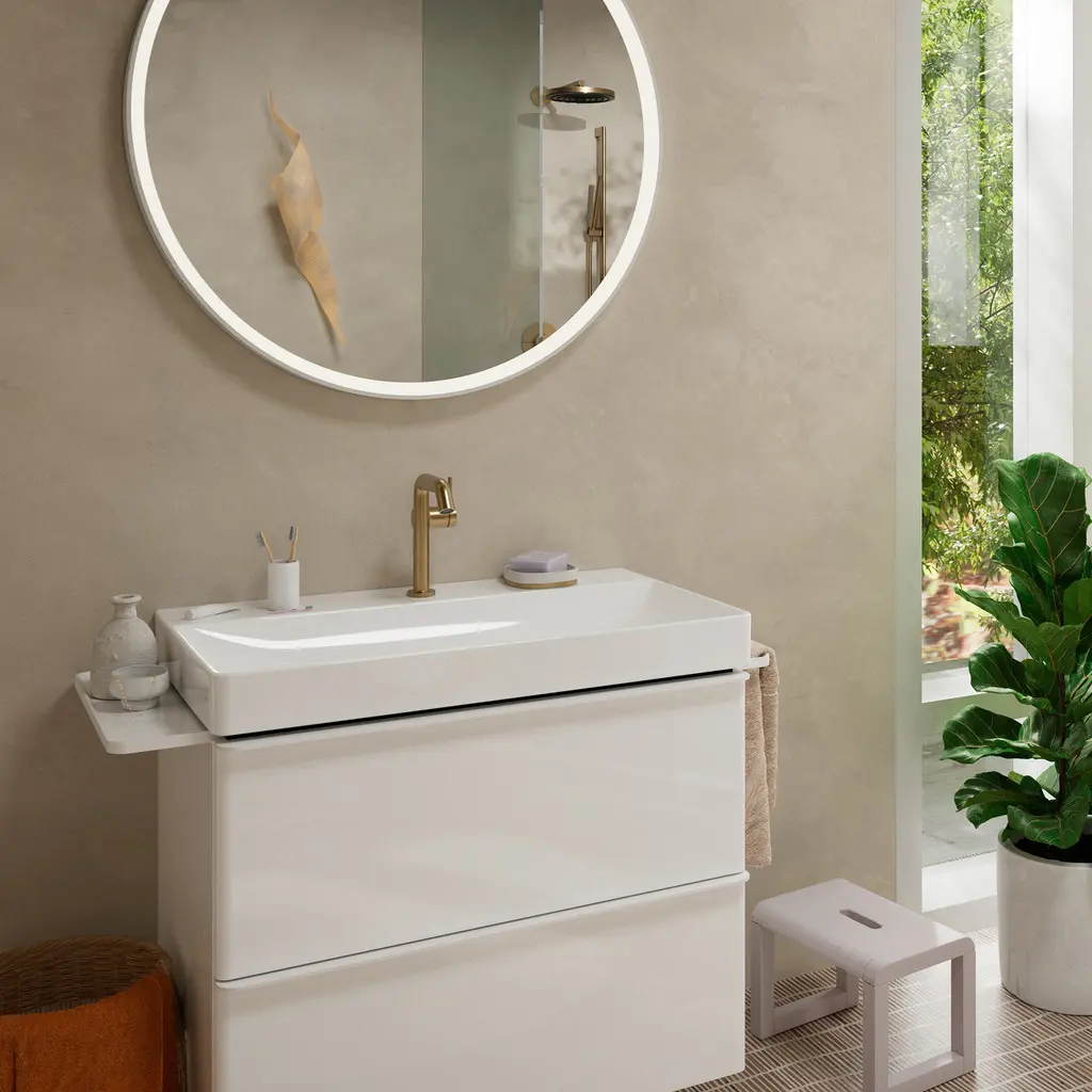 Baterie lavoar cu ventil Push-Open, CoolStart, EcoSmart, bronz periat, Hansgrohe Tecturis S [2]