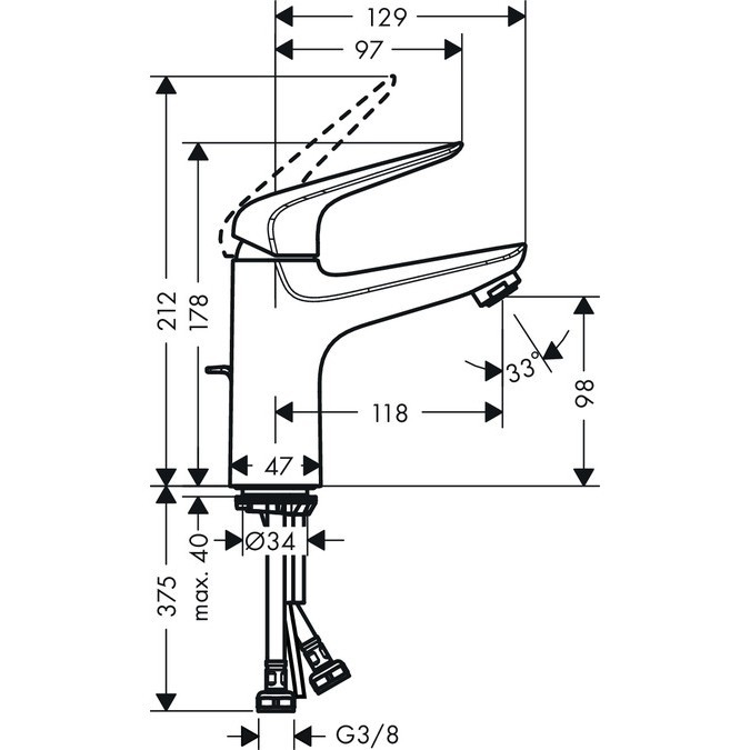 Baterie lavoar cu monocomanda, culoare crom lucios, Hansgrohe Novus 100 [2]