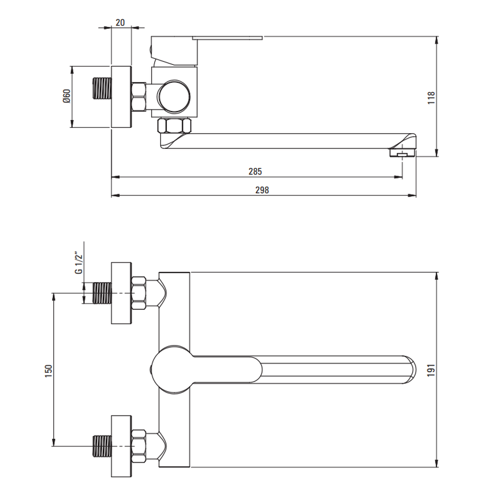 Baterie Chiuveta crom lucios cu pipa pivotanta 298 mm Deante Lupo [2]