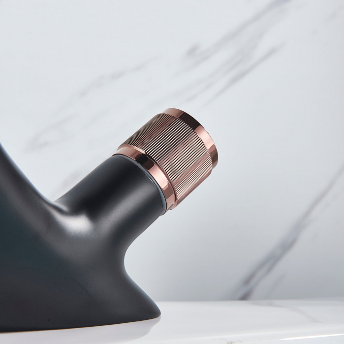 Baterie lavoar, negru cu bronz, curgere tip cascada [6]