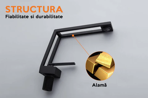 Baterie lavoar, negru mat, din alama solida si cartus ceramic [5]