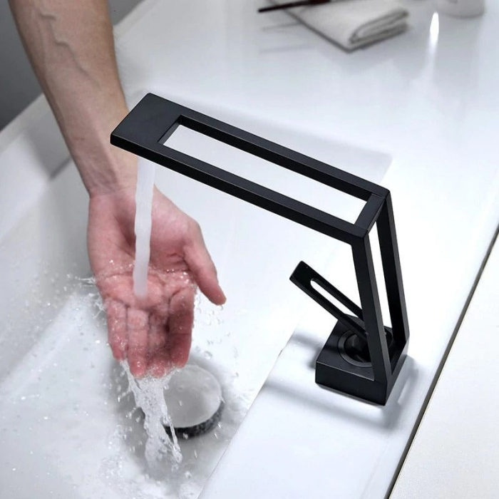 Baterie lavoar, negru mat, din alama solida si cartus ceramic [2]
