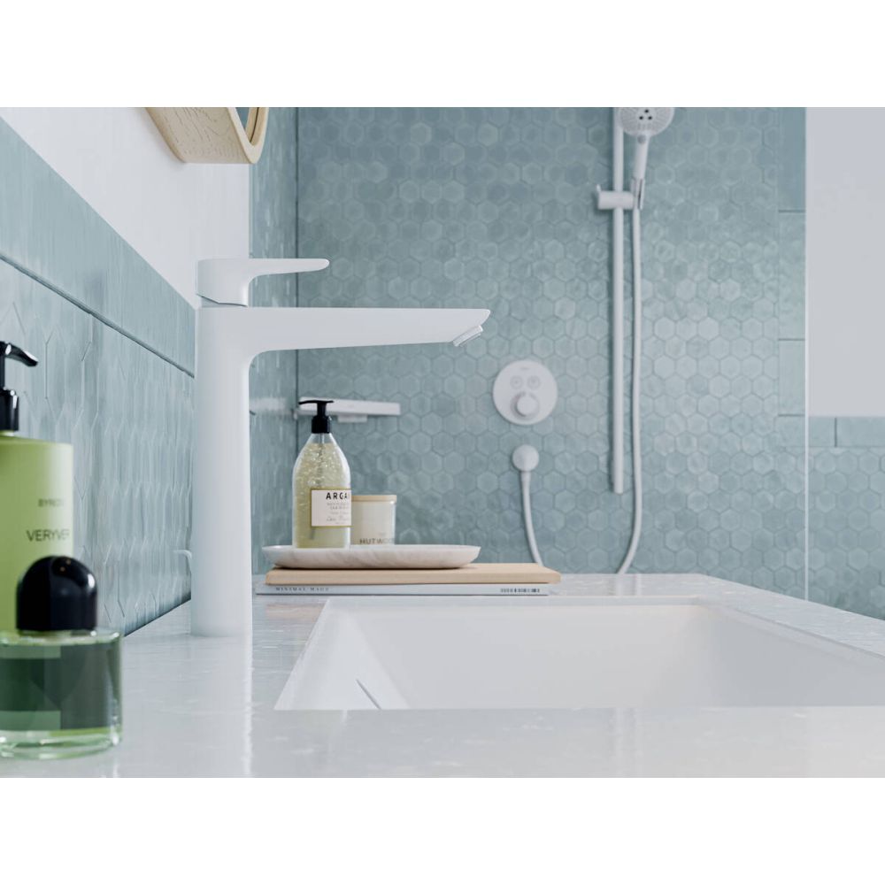 Baterie lavoar alb mat, ventil inclus, Hansgrohe Talis E 240 [2]