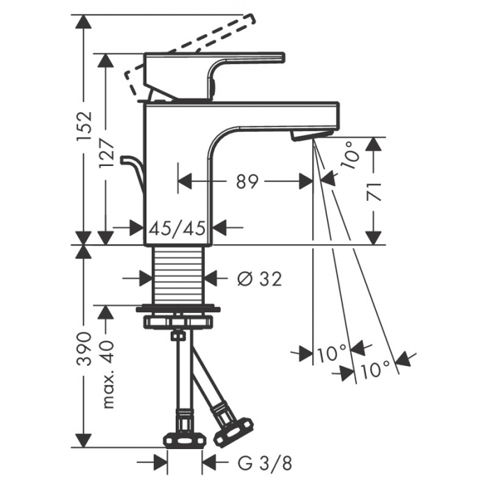 Baterie lavoar cu ventil inclus, negru mat, Hansgrohe Vernis Shape 70 [3]