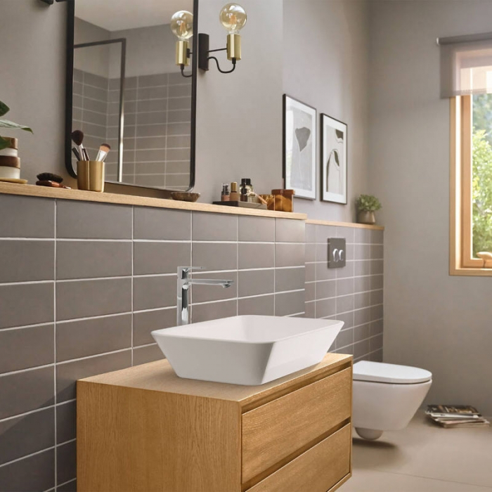 Baterie lavoar cu ventil inclus tehnologie CoolStart, crom, Hansgrohe Rebris E 240 [2]