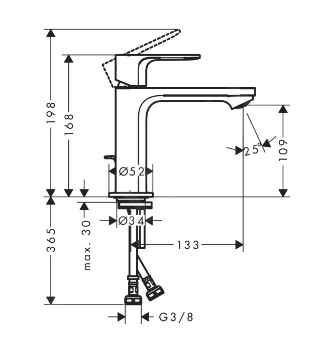 Baterie lavoar cu ventil inclus tehnologie CoolStart, negru mat, Hansgrohe Rebris E 240 [3]