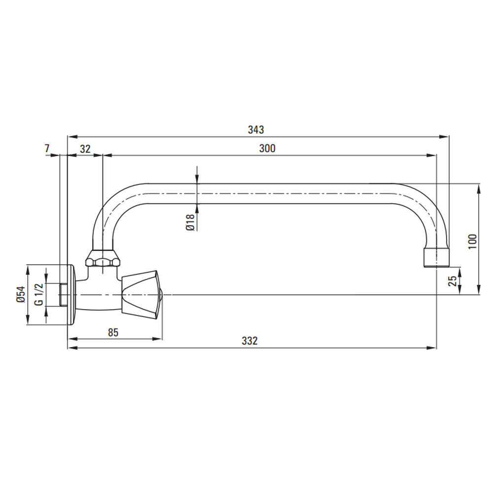 Baterie Chiuveta culoare crom, pentru apa rece sau mixata, pipa 300 mm, Deante [2]