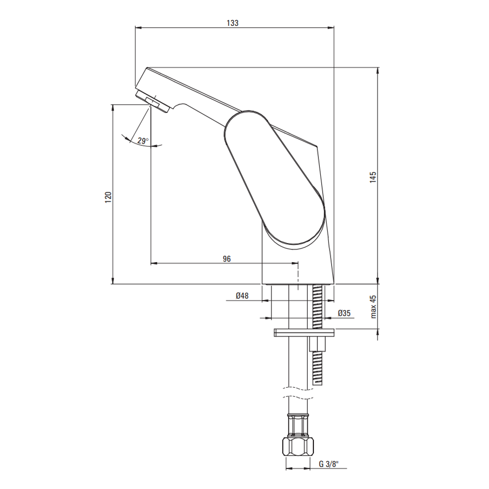Baterie Chiuveta Deante Chaber cu ventil click-clack, maner lateral, crom lucios [3]