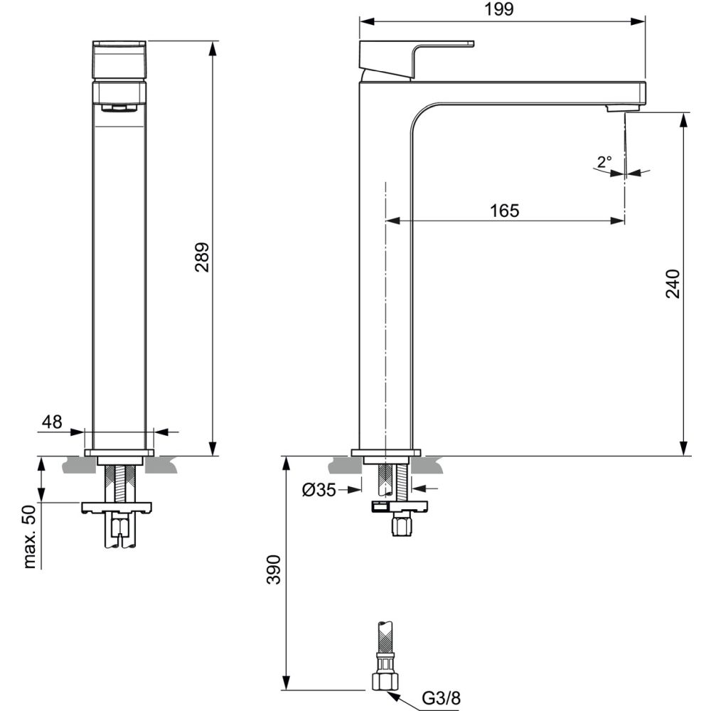 Baterie lavoar inalta Ideal Standard Edge crom lucios [5]