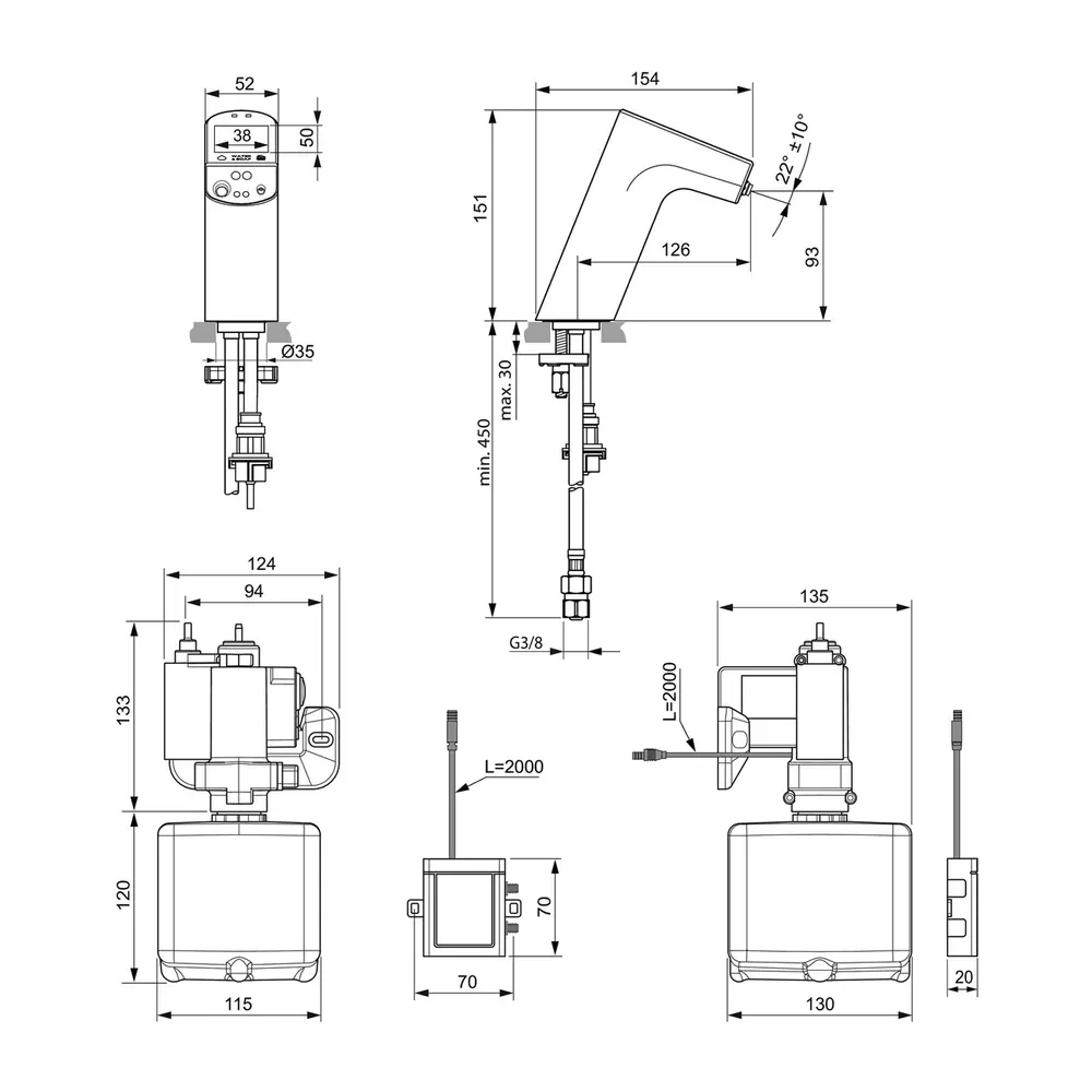 Baterie lavoar electronica cu senzor si dozator de sapun integrat, crom, Ideal Standard Intellmix [9]